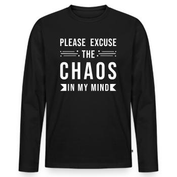 Chaos Crazy Confused funny saying - Men's Premium Organic Long Sleeve Shirt - black - Front - Nico (187cm)