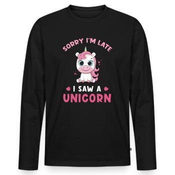 unicorn - Men's Premium Organic Long Sleeve Shirt - black - Front - Nico (187cm)