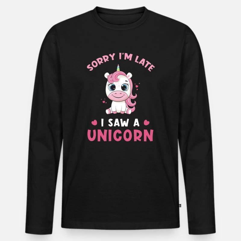 Einhorn - Männer Premium Bio Langarmshirt - Schwarz