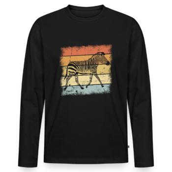 Zebra Safari Afrika - Männer Premium Bio Langarmshirt - Schwarz - Vorne - Nico (187cm)