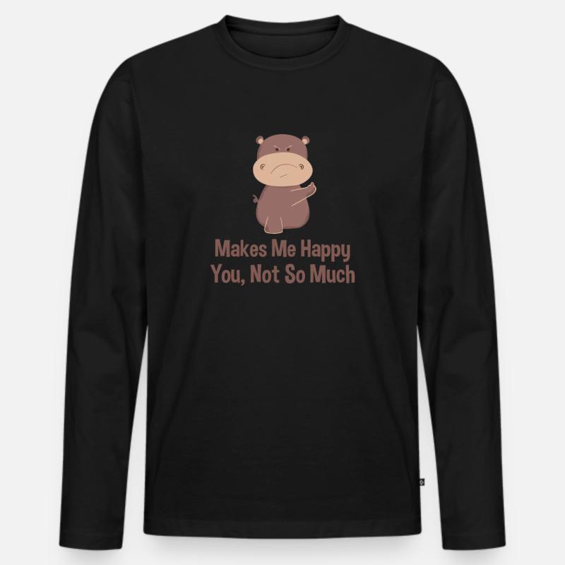 Nilpferd lustig - Männer Premium Bio Langarmshirt - Schwarz