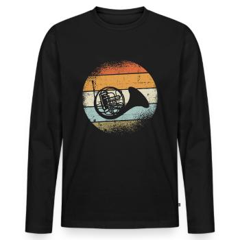 horn - Men's Premium Organic Long Sleeve Shirt - black - Front - Nico (187cm)