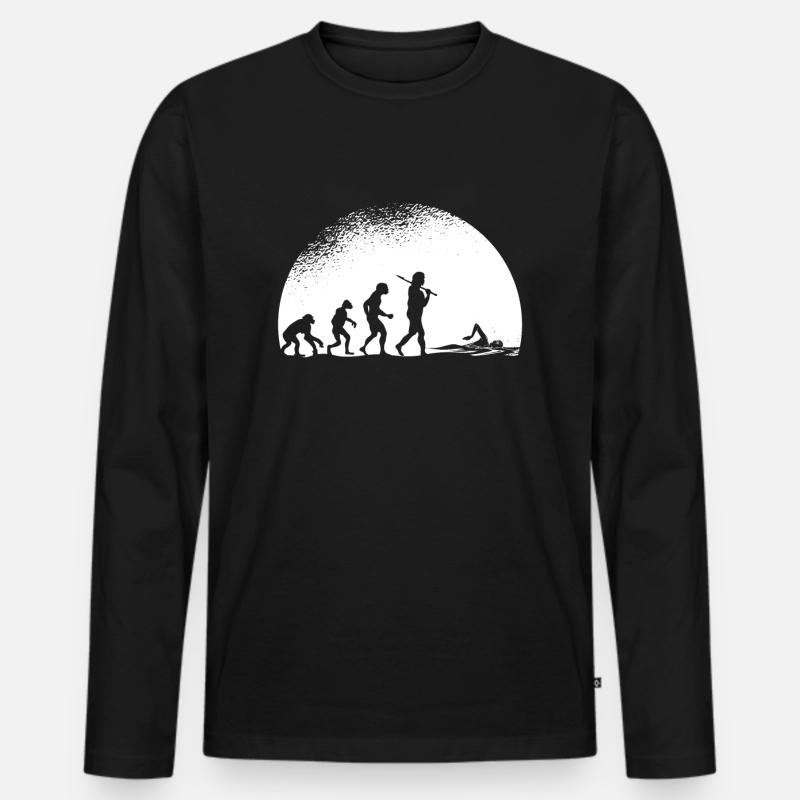 Evolution Schwimmen - Männer Premium Bio Langarmshirt - Schwarz