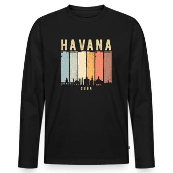 Havana Cuba skyline - Men's Premium Organic Long Sleeve Shirt - black - Front - Nico (187cm)