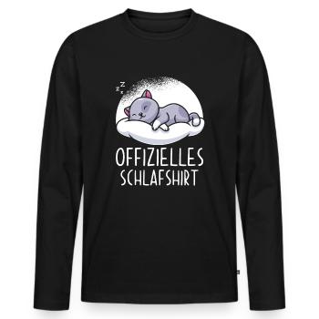 Offizielles Schlafshirt Katze - Männer Premium Bio Langarmshirt - Schwarz - Vorne - Nico (187cm)