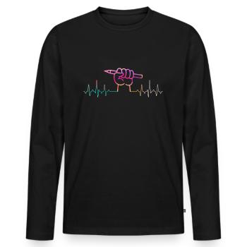 Dessinateur De crayon - T-shirt manches longues Premium bio Homme - noir - Devant - Nico (187cm)