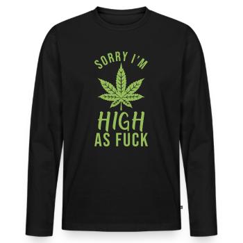 Cannabis - T-shirt manches longues Premium bio Homme - noir - Devant - Nico (187cm)
