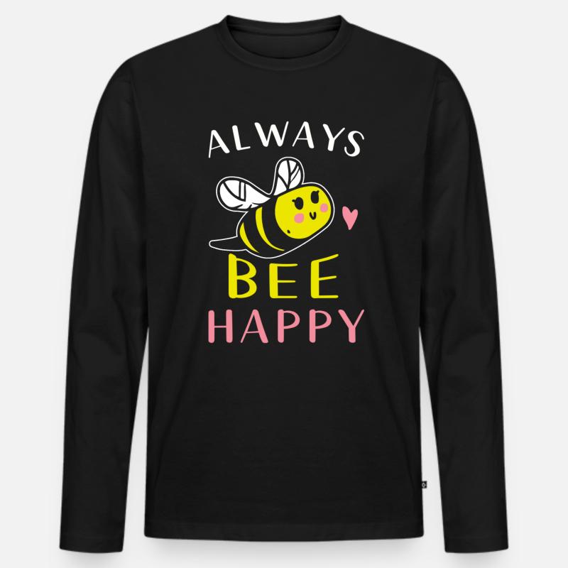Biene - Männer Premium Bio Langarmshirt - Schwarz