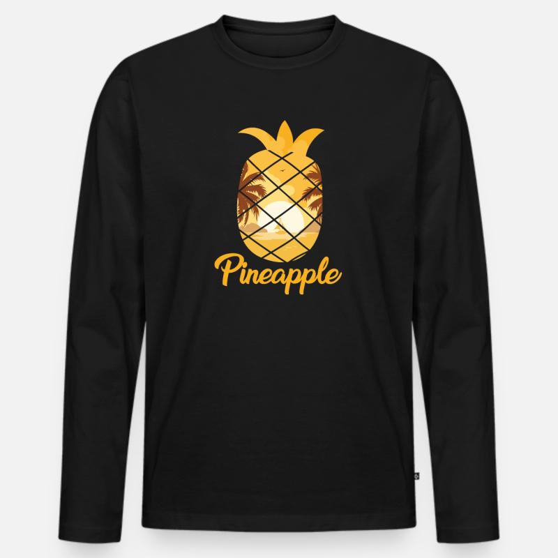 Ananas - Männer Premium Bio Langarmshirt - Schwarz