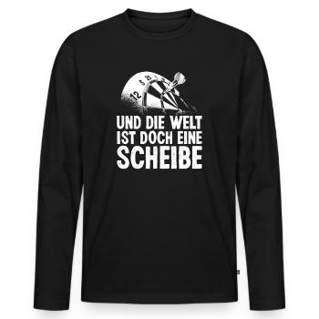 Dart Darter Dartsport - Männer Premium Bio Langarmshirt - Schwarz - Vorne - Nico (187cm)