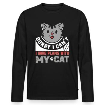 Katze Mietzekatze Hauskatze - Männer Premium Bio Langarmshirt - Schwarz - Vorne - Nico (187cm)