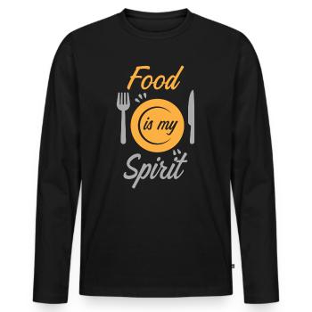 La bouffe sort drôle - T-shirt manches longues Premium bio Homme - noir - Devant - Nico (187cm)