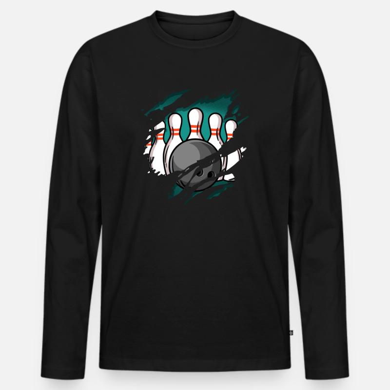 Bowling - Männer Premium Bio Langarmshirt - Schwarz