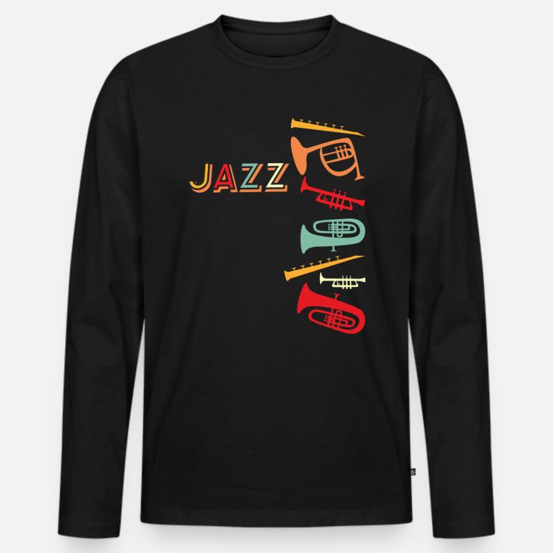 Jazz - Männer Premium Bio Langarmshirt - Schwarz