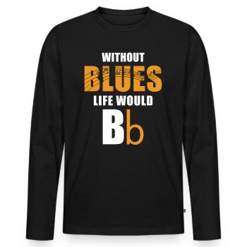 Blues - Männer Premium Bio Langarmshirt - Schwarz - Vorne - Nico (187cm)