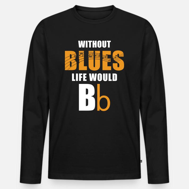 Blues - Männer Premium Bio Langarmshirt - Schwarz