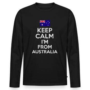 Australia Keep Calm - Männer Premium Bio Langarmshirt - Schwarz - Vorne - Nico (187cm)