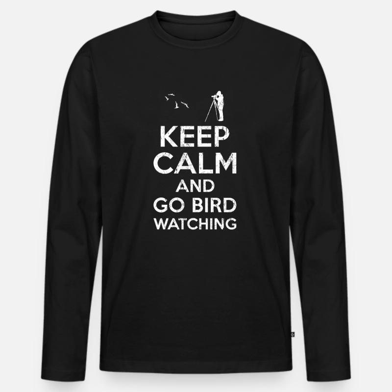 Keep calm Bird Watching - Männer Premium Bio Langarmshirt - Schwarz