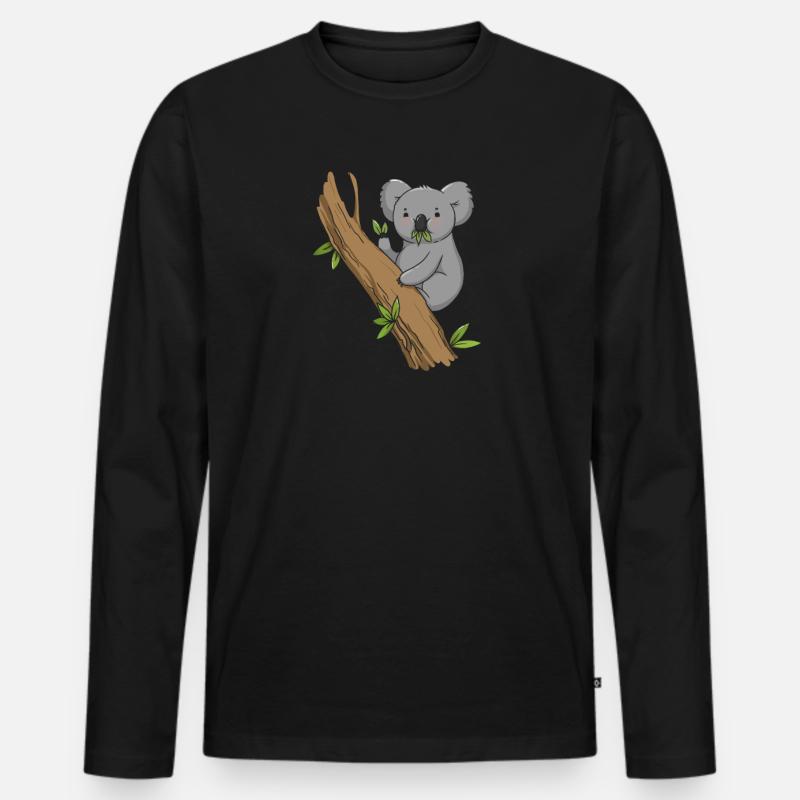 Koala Koalabär - Männer Premium Bio Langarmshirt - Schwarz