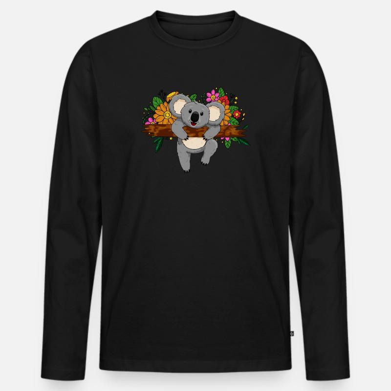 Koala Koalabär - Männer Premium Bio Langarmshirt - Schwarz