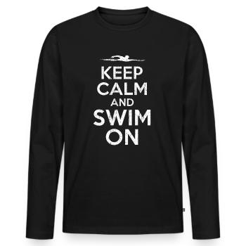 Keep Calm Swim - T-shirt manches longues Premium bio Homme - noir - Devant - Nico (187cm)
