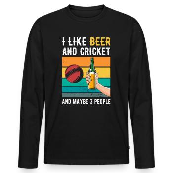 Cricket und Bier Retro Geschenk - Männer Premium Bio Langarmshirt - Schwarz - Vorne - Nico (187cm)