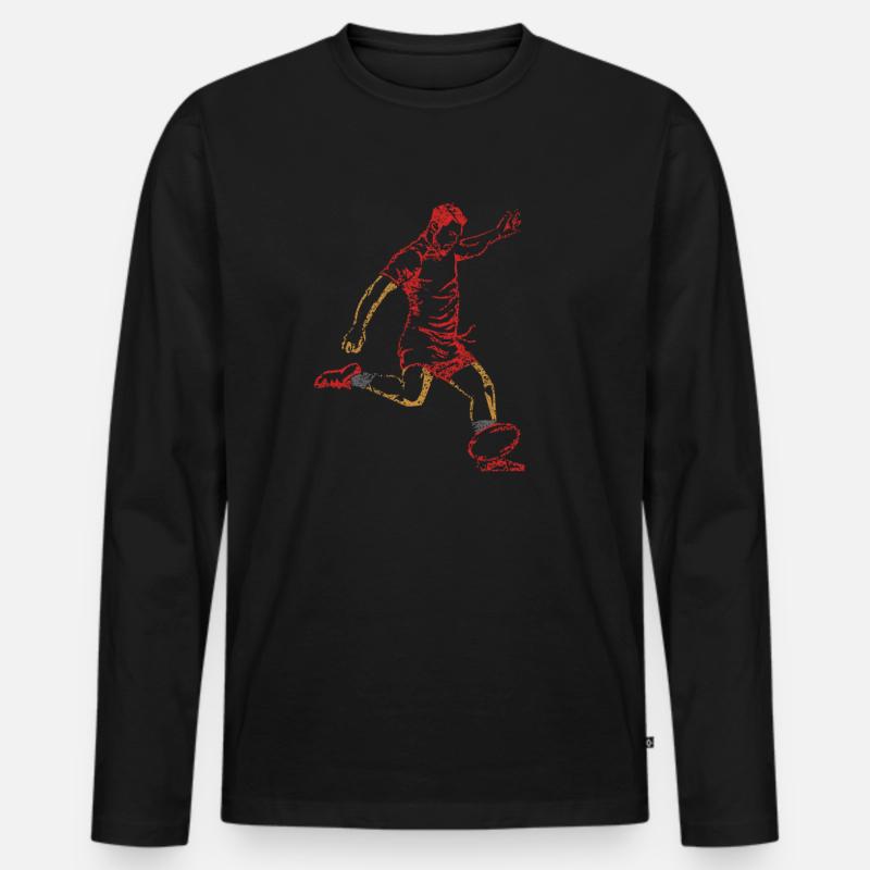 Rugby - Männer Premium Bio Langarmshirt - Schwarz