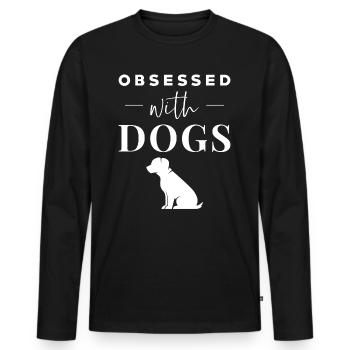 Des chiens drôles de phrases - T-shirt manches longues Premium bio Homme - noir - Devant - Nico (187cm)