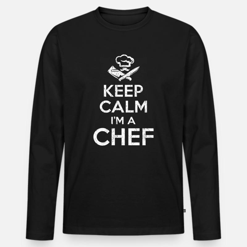 Keep Calm Chef - Men's Premium Organic Long Sleeve Shirt - black