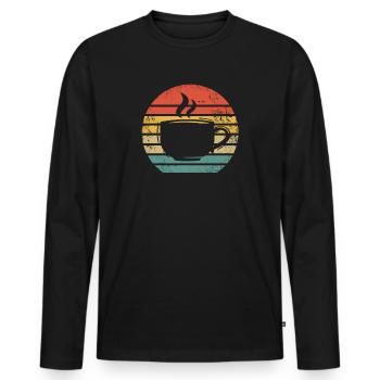 Café buveurs de café Amateurs de café - T-shirt manches longues Premium bio Homme - noir - Devant - Nico (187cm)