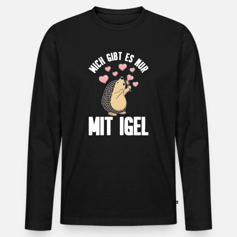 Igel - Männer Premium Bio Langarmshirt - Schwarz