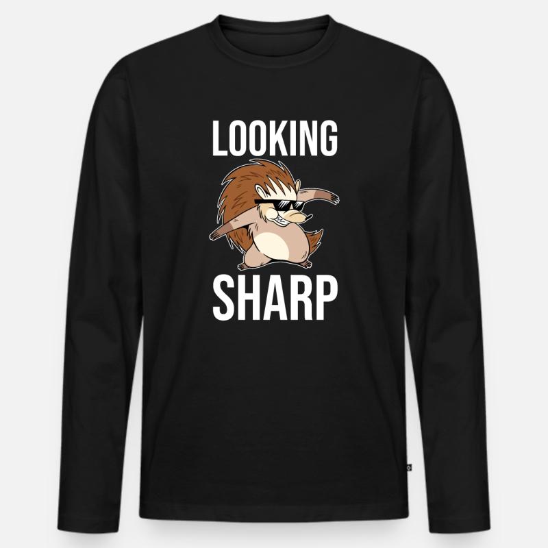 Igel - Männer Premium Bio Langarmshirt - Schwarz