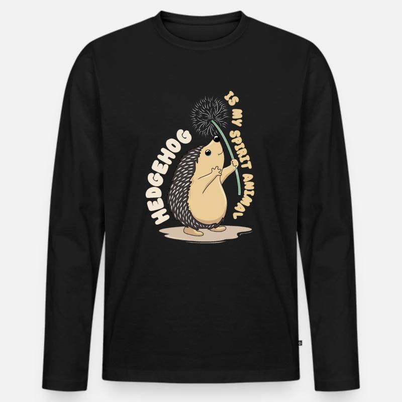 Igel - Männer Premium Bio Langarmshirt - Schwarz