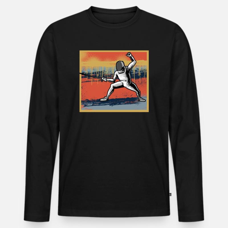Fechten - Männer Premium Bio Langarmshirt - Schwarz