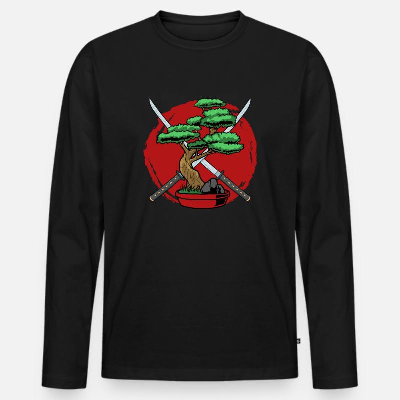 Bonsai Baum - Männer Premium Bio Langarmshirt - Schwarz