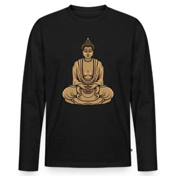 Buddha Buddhist Buddhismus - Männer Premium Bio Langarmshirt - Schwarz - Vorne - Nico (187cm)