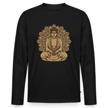 Buddha Buddhist Buddhism - Men's Premium Organic Long Sleeve Shirt - black - Front - Nico (187cm)
