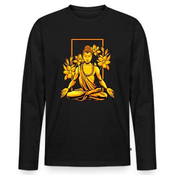 Buddha Buddhist Buddhismus - Männer Premium Bio Langarmshirt - Schwarz - Vorne - Nico (187cm)