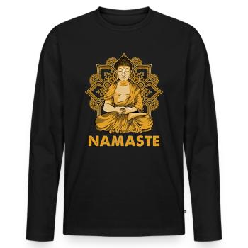 Buddha Buddhist Buddhismus - Männer Premium Bio Langarmshirt - Schwarz - Vorne - Nico (187cm)