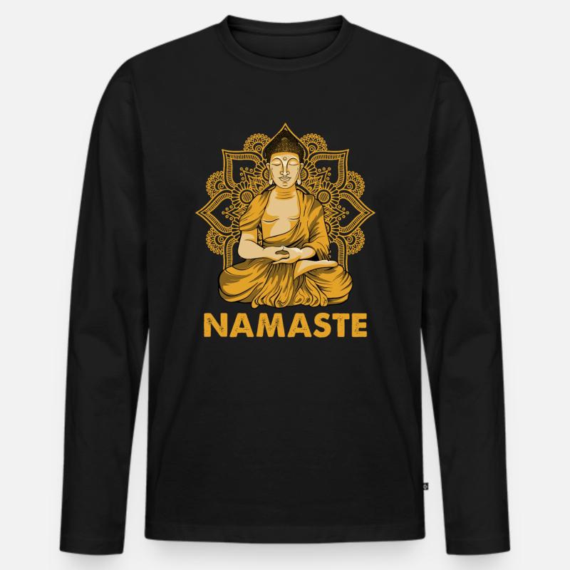 Buddha Buddhist Buddhismus - Männer Premium Bio Langarmshirt - Schwarz