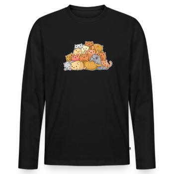 Katze Mietzekatze Hauskatze - Männer Premium Bio Langarmshirt - Schwarz - Vorne - Nico (187cm)