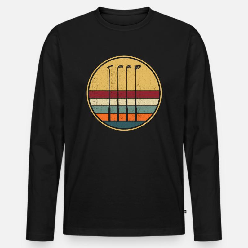 Retro Golf Vintage Golfer Golfspieler Golfen - Männer Premium Bio Langarmshirt - Schwarz