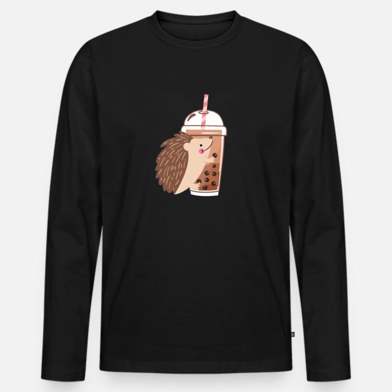 Bubble Tea Igel - Männer Premium Bio Langarmshirt - Schwarz