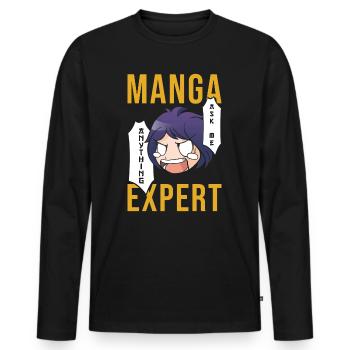 Manga Expert - T-shirt manches longues Premium bio Homme - noir - Devant - Nico (187cm)