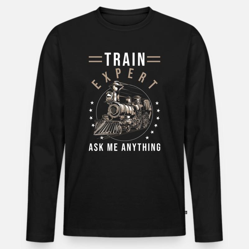 Zug Eisenbahn Geschenk - Männer Premium Bio Langarmshirt - Schwarz