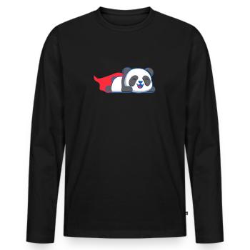 Panda Superhéros - T-shirt manches longues Premium bio Homme - noir - Devant - Nico (187cm)