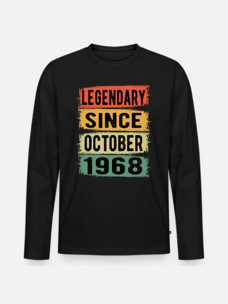 Birthday Retro October 1968 - Men's Premium Organic Long Sleeve Shirt - black