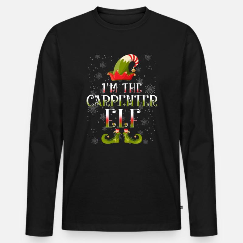 Zimmermann Elf Weihnachten - Männer Premium Bio Langarmshirt - Schwarz