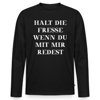 Fresse lustig Geschenkidee - Männer Premium Bio Langarmshirt - Schwarz - Vorne - Nico (187cm)