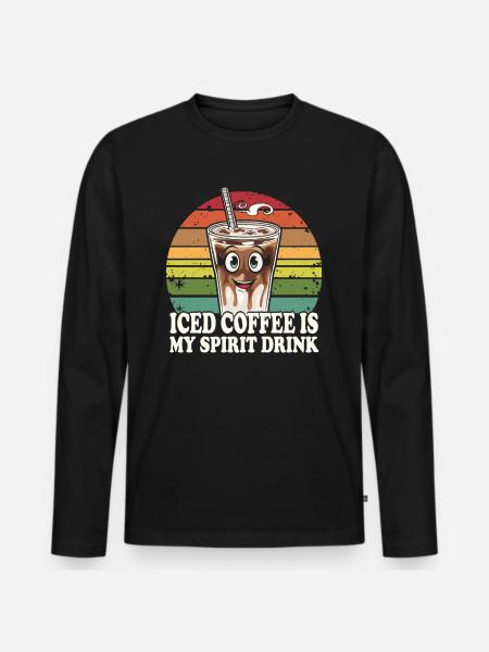 Eiskaffee Ist Mein Lieblingsgetränk - Männer Premium Bio Langarmshirt - Schwarz